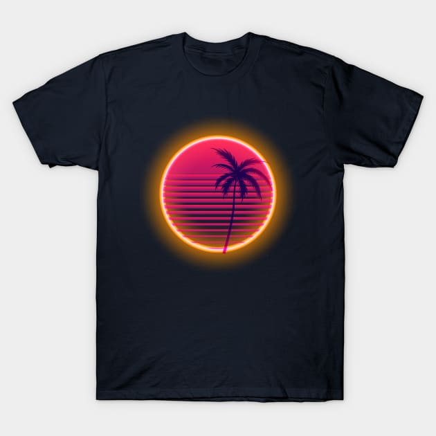 Retro Neon Palm Tree T-Shirt by iconicole